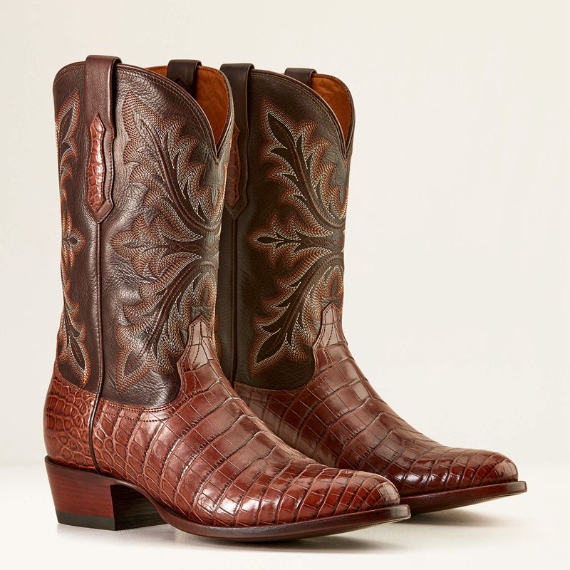 Ariat Bench Made James Western Boot Whiskey Nile Croc/Rustic Tobacco Polska | UNXGAC-368