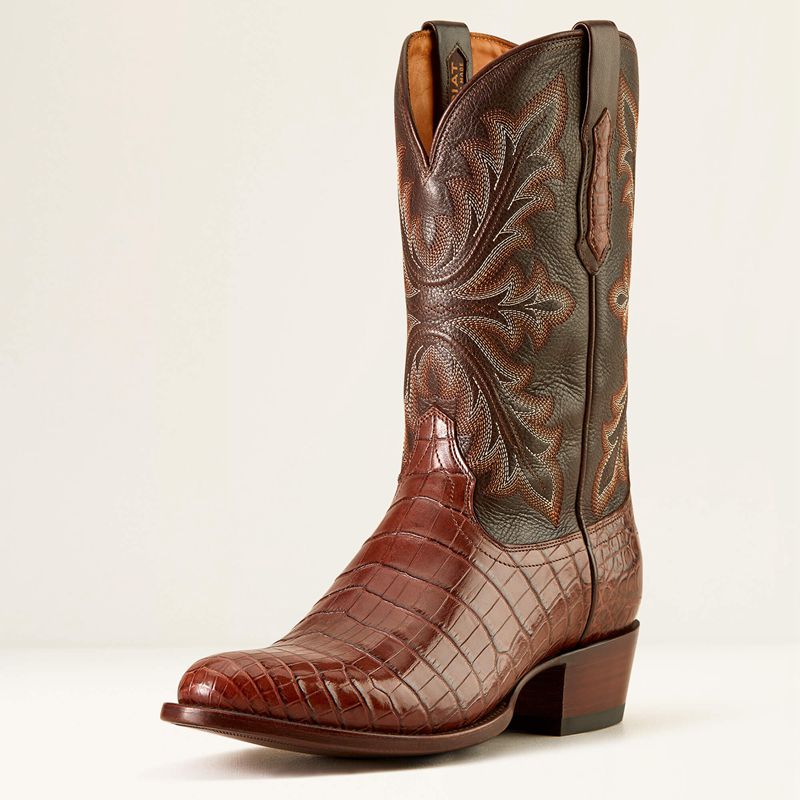 Ariat Bench Made James Western Boot Whiskey Nile Croc/Rustic Tobacco Polska | UNXGAC-368