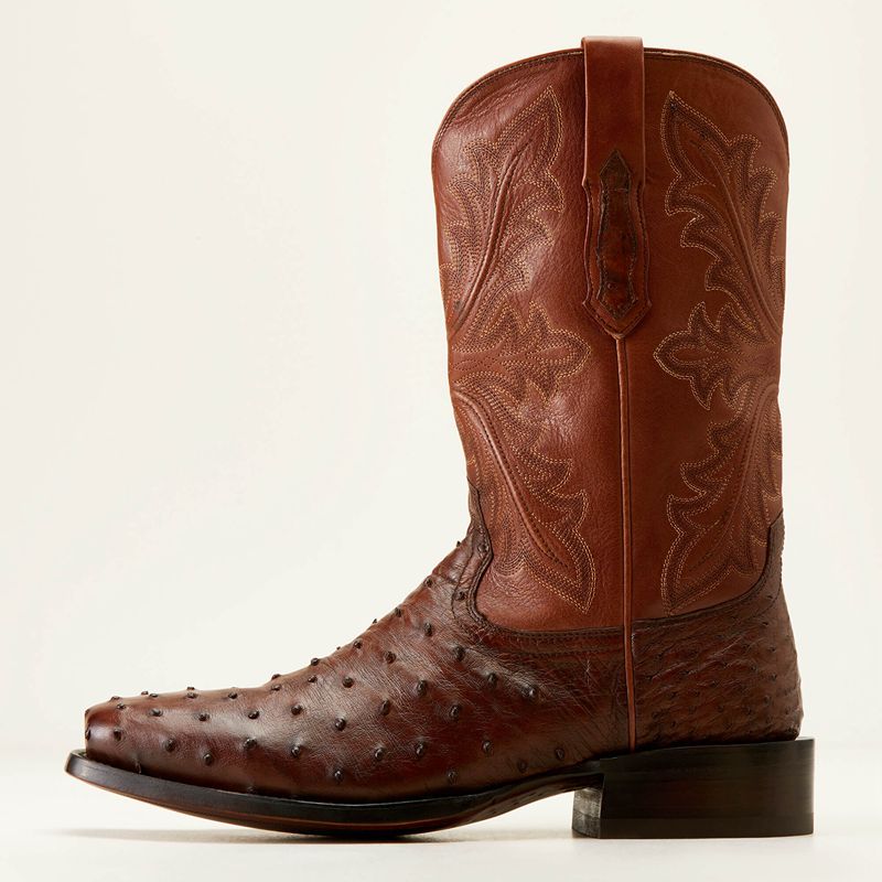 Ariat Bench Made Stilwell Western Boot Bourbon Full Quill Ostrich Polska | JVQZRO-153