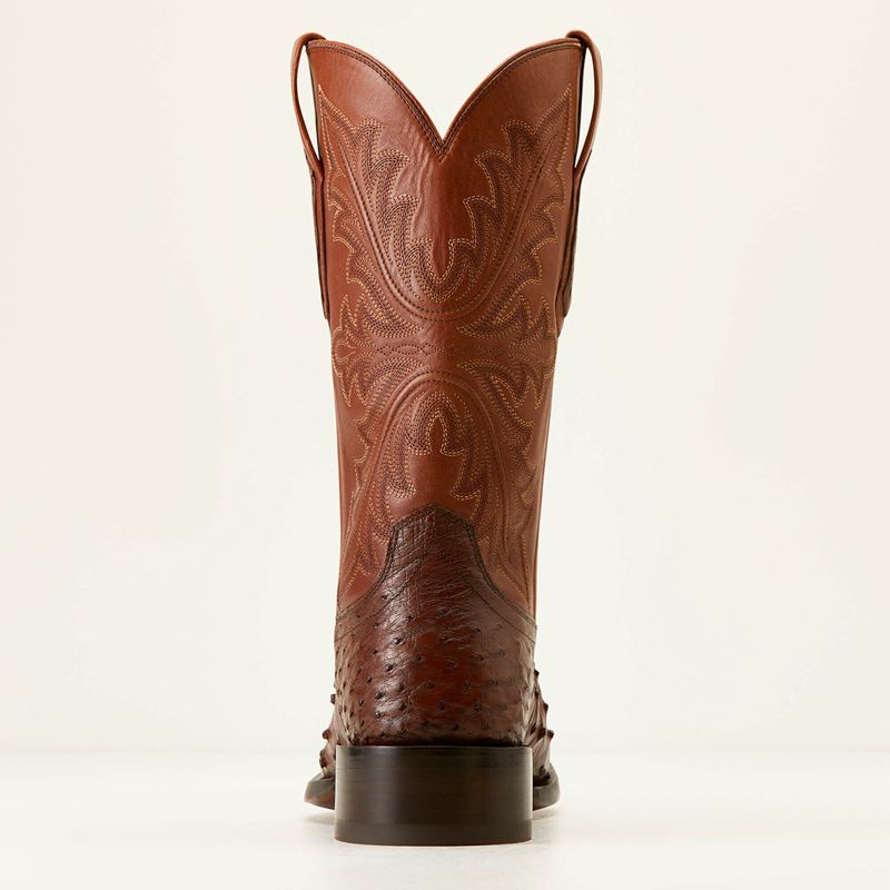 Ariat Bench Made Stilwell Western Boot Bourbon Full Quill Ostrich Polska | JVQZRO-153