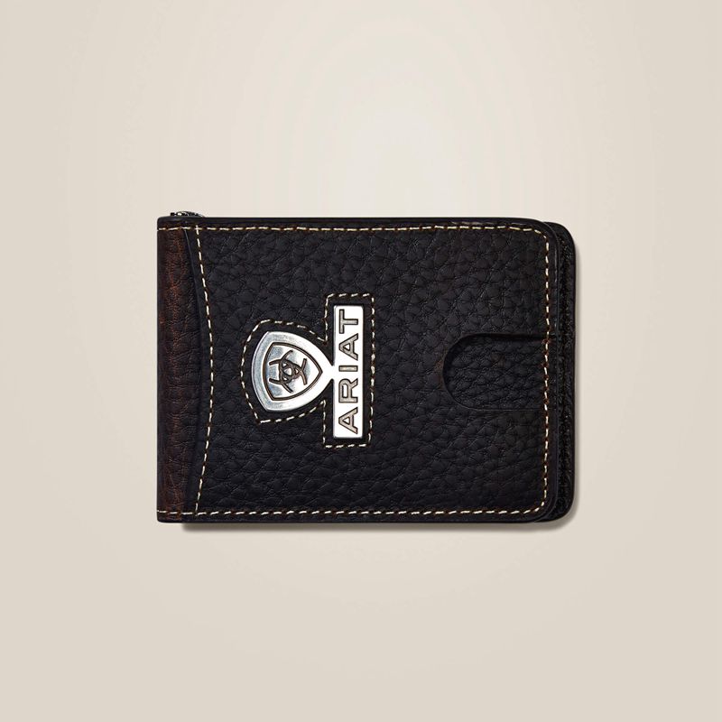 Ariat Bifold Slim Wallet Staked Logo Brązowe Polska | QDCSHJ-165