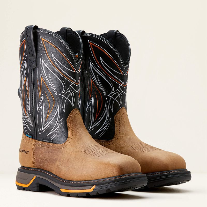 Ariat Big Rig Boa Waterproof Composite Toe Work Boot Natural Tan/Black Polska | GCNVFE-392