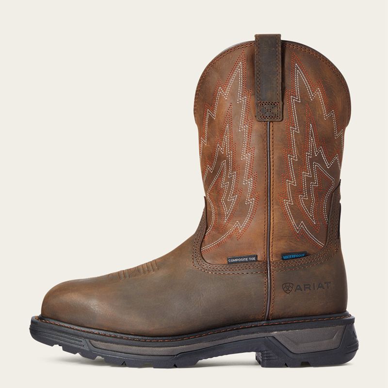 Ariat Big Rig Waterproof Composite Toe Work Boot Ciemny Brązowe Polska | NVECUR-579