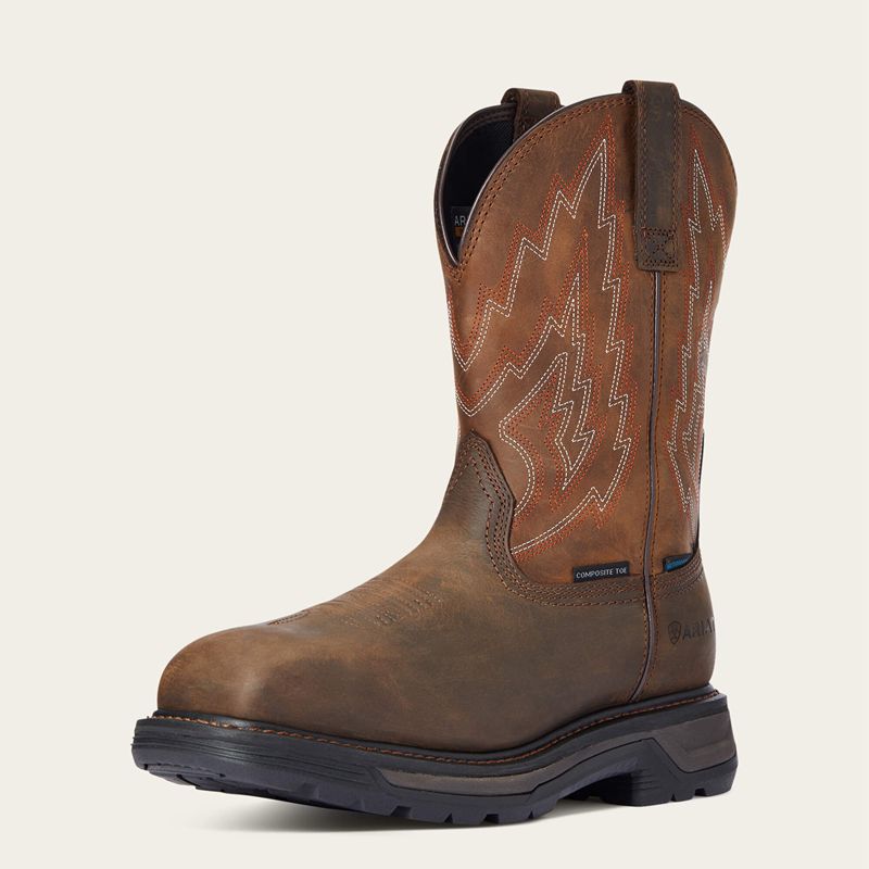 Ariat Big Rig Waterproof Composite Toe Work Boot Ciemny Brązowe Polska | NVECUR-579