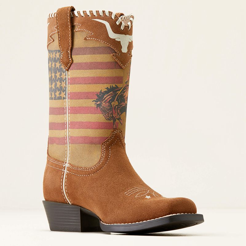 Ariat Bk Futurity Rodeo Quincy Western Boot Chestnut Suede/American Cowboy Polska | ANKEBV-062