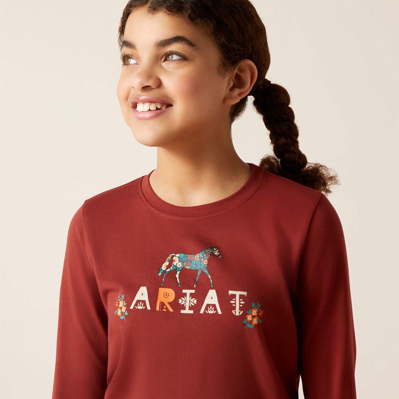 Ariat Blossom Pony T-Shirt Fired Brick Polska | OBNGZS-926