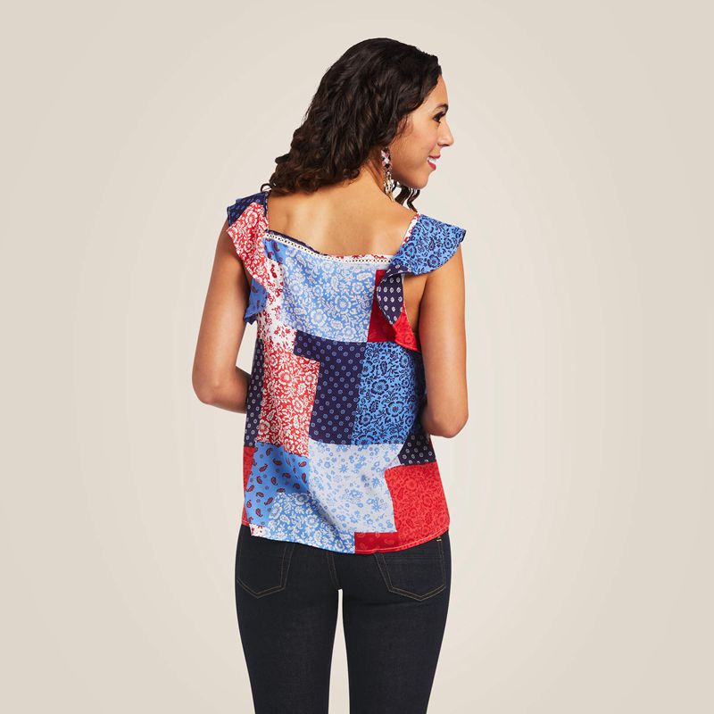 Ariat Blue Note Tank Patchwork Print Polska | GACZOD-197