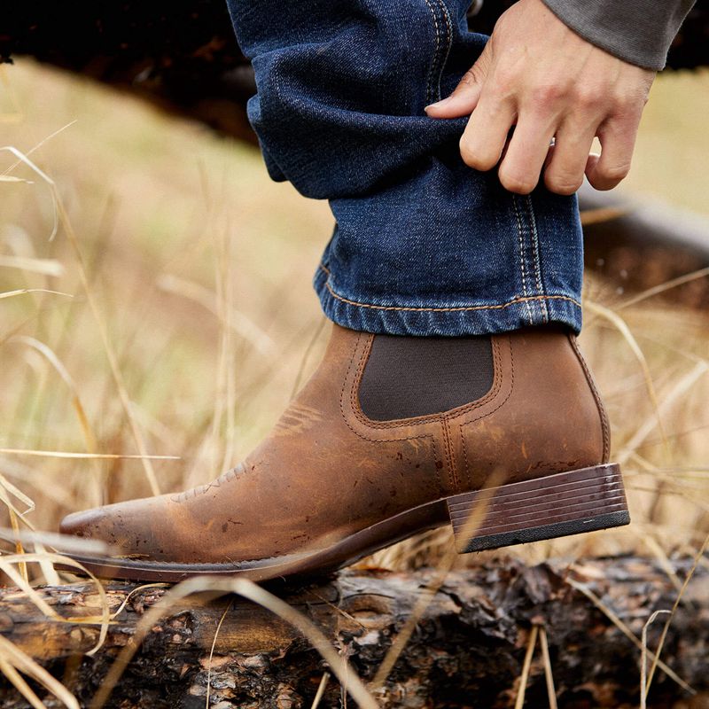 Ariat Booker Ultra Square Toe Western Boot Oily Distressed Tan Polska | TQRPGS-472