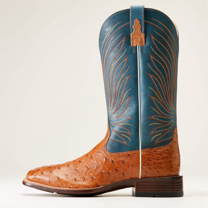 Ariat Brandin' Ultra Western Boot Antique Tan Full Quill Ostrich Polska | XKAPVE-015