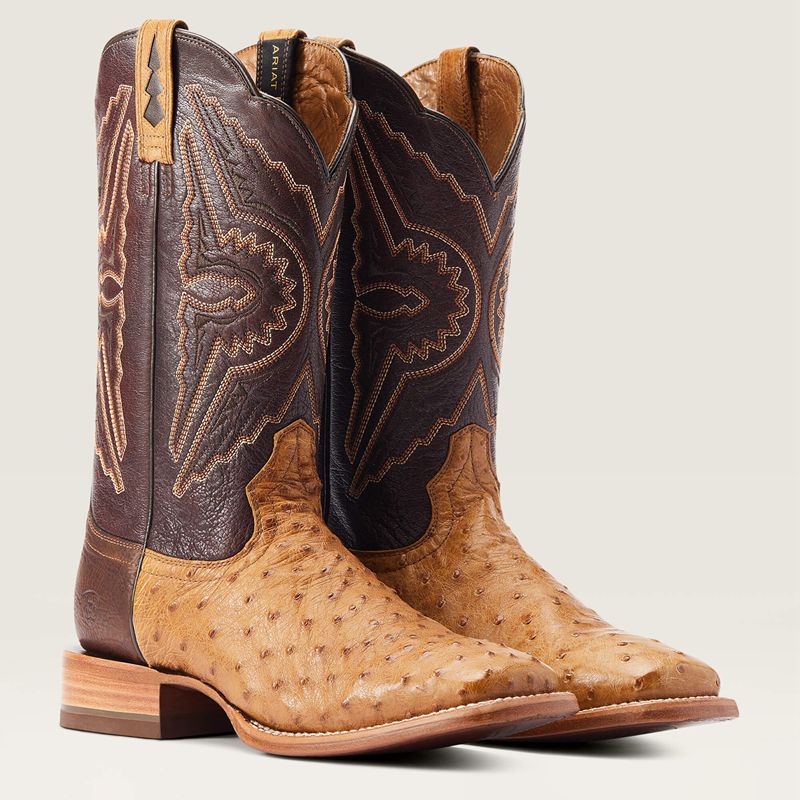 Ariat Broncy Western Boot Antique Saddle Fq Ostrich Polska | PGNEDJ-602