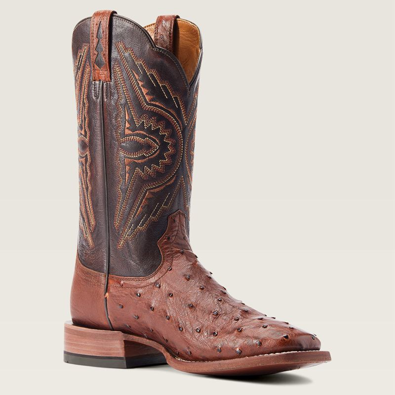 Ariat Broncy Western Boot Cinnamon Full Quill Ostrich Polska | WVKIOU-396