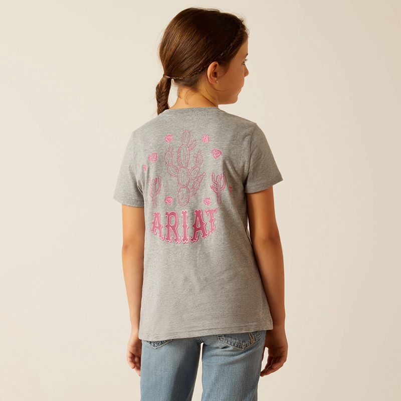 Ariat Cactus Rose T-Shirt Szare Polska | JUYDEB-276