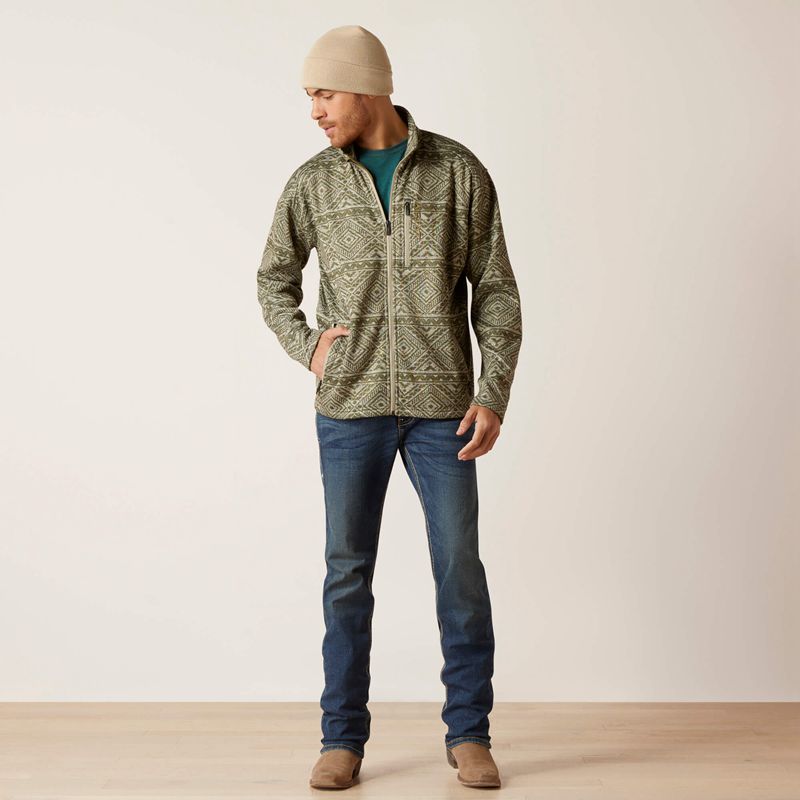 Ariat Caldwell Full Zip Sweater Oliwkowe Polska | VRTJXD-794