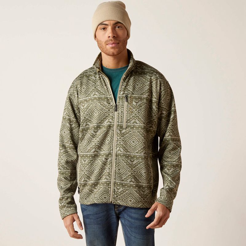 Ariat Caldwell Full Zip Sweater Oliwkowe Polska | VRTJXD-794