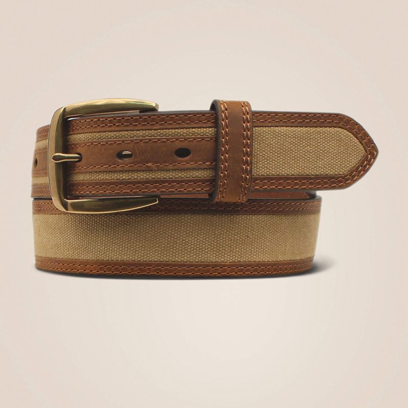 Ariat Canvas Center Belt Tan Polska | DLFMNI-564