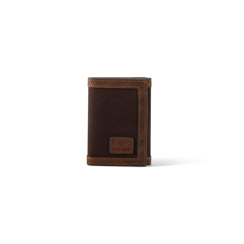 Ariat Canvas Logo Trifold Wallet Brązowe Polska | YUBJWM-452