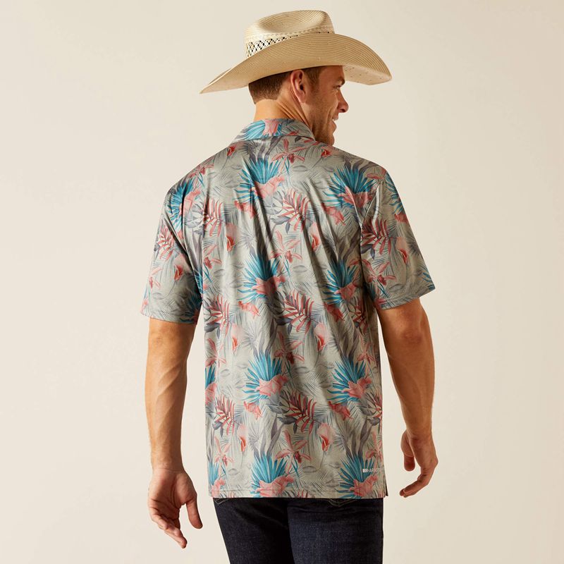 Ariat Charger 2.0 Printed Polo Głęboka Szare Polska | UFVEDN-471