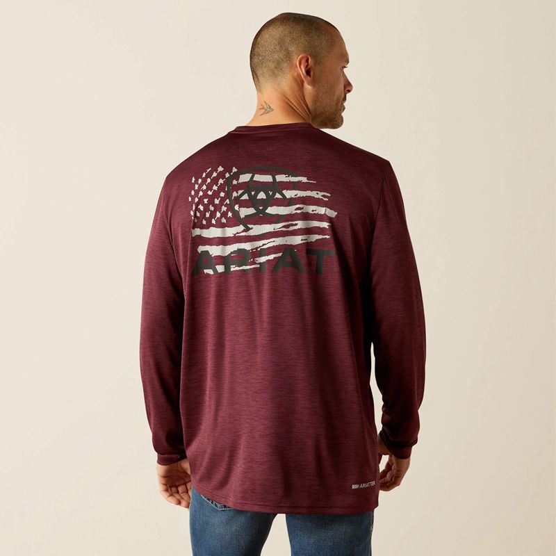 Ariat Charger Breakthru T-Shirt Malbec Heather Polska | NGBQIE-405