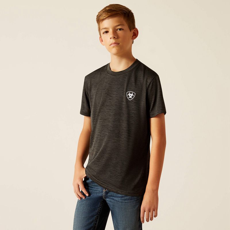 Ariat Charger Crestline T-Shirt Charcoal Polska | ENSMAJ-817