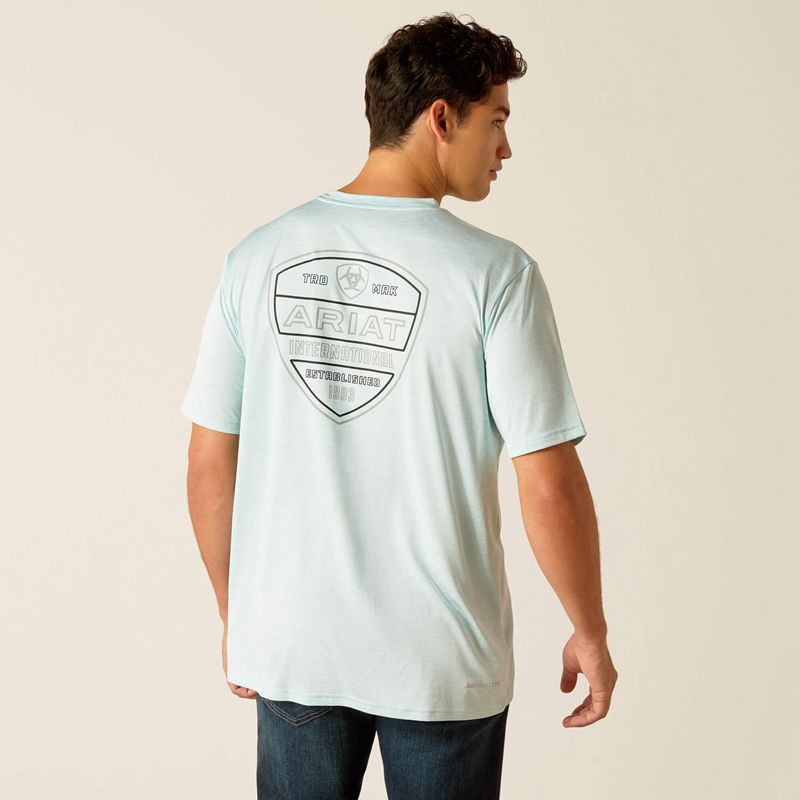 Ariat Charger Crestline T-Shirt Iced Aqua Polska | DPTWXC-583