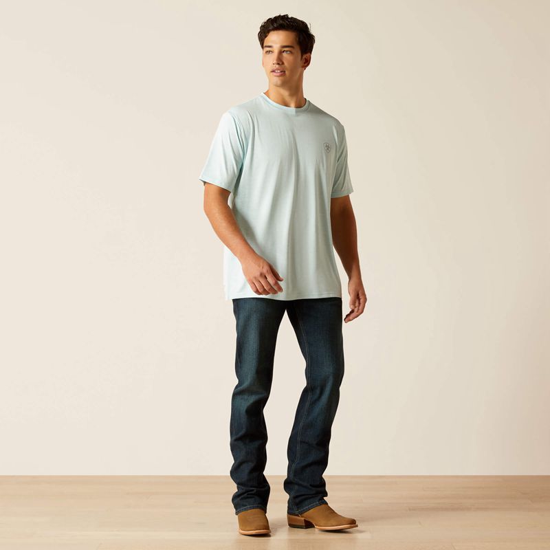 Ariat Charger Crestline T-Shirt Iced Aqua Polska | DPTWXC-583