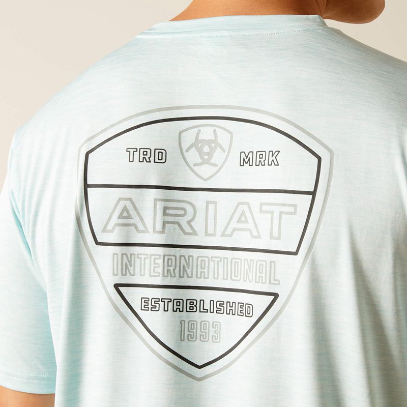 Ariat Charger Crestline T-Shirt Iced Aqua Polska | DPTWXC-583