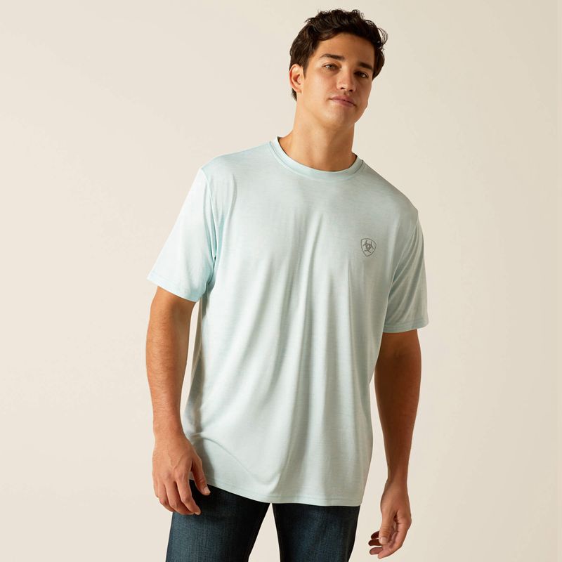 Ariat Charger Crestline T-Shirt Iced Aqua Polska | DPTWXC-583