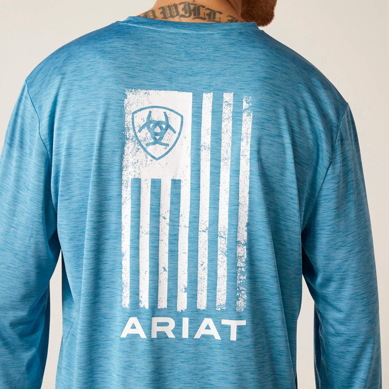 Ariat Charger Faded T-Shirt Seaport Heather Polska | CPZVRL-623