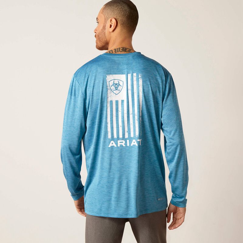 Ariat Charger Faded T-Shirt Seaport Heather Polska | CPZVRL-623