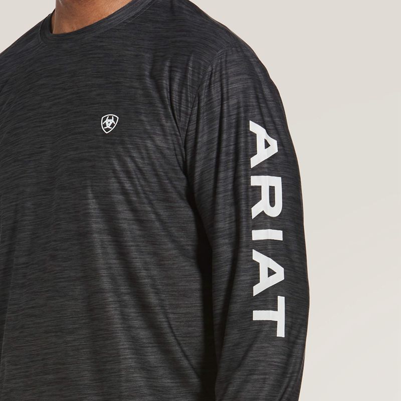 Ariat Charger Logo T-Shirt Charcoal Heather Polska | DONKBX-980