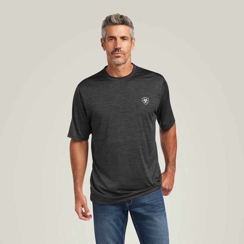 Ariat Charger Vertical Flag Tee Charcoal Polska | YHTNCE-231