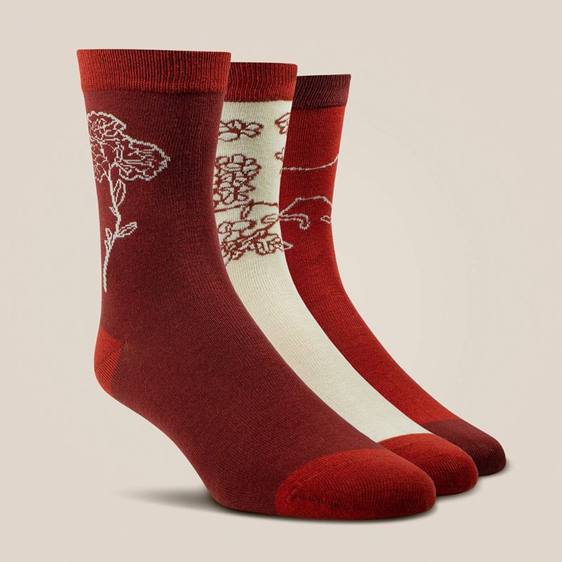 Ariat Charm Crew Socks Burnt Brick Toile Polska | MLYPKU-241