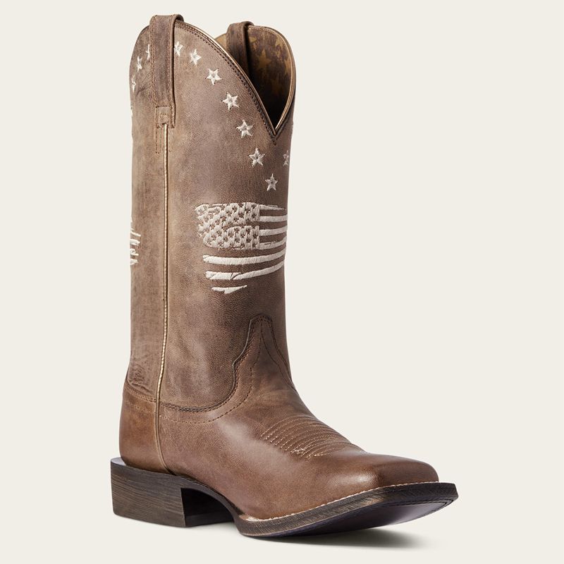 Ariat Circuit Patriot Western Boot Weathered Tan Polska | KGIUOT-186