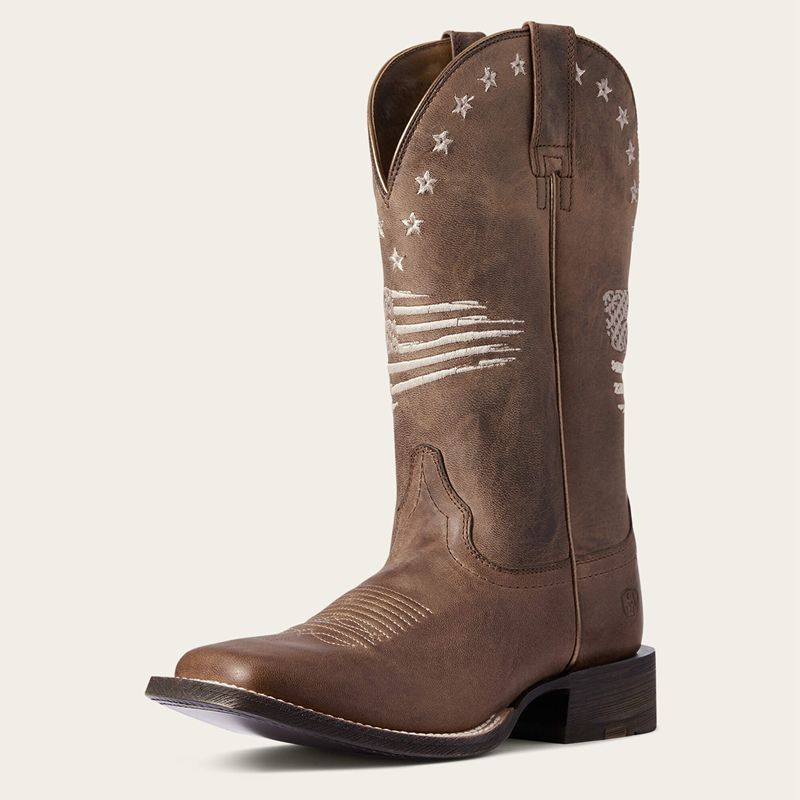 Ariat Circuit Patriot Western Boot Weathered Tan Polska | KGIUOT-186