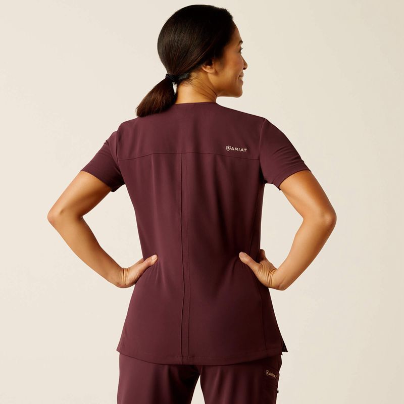 Ariat Clara 6 Pocket Scrub Top Winetasting Polska | LGXCPM-819