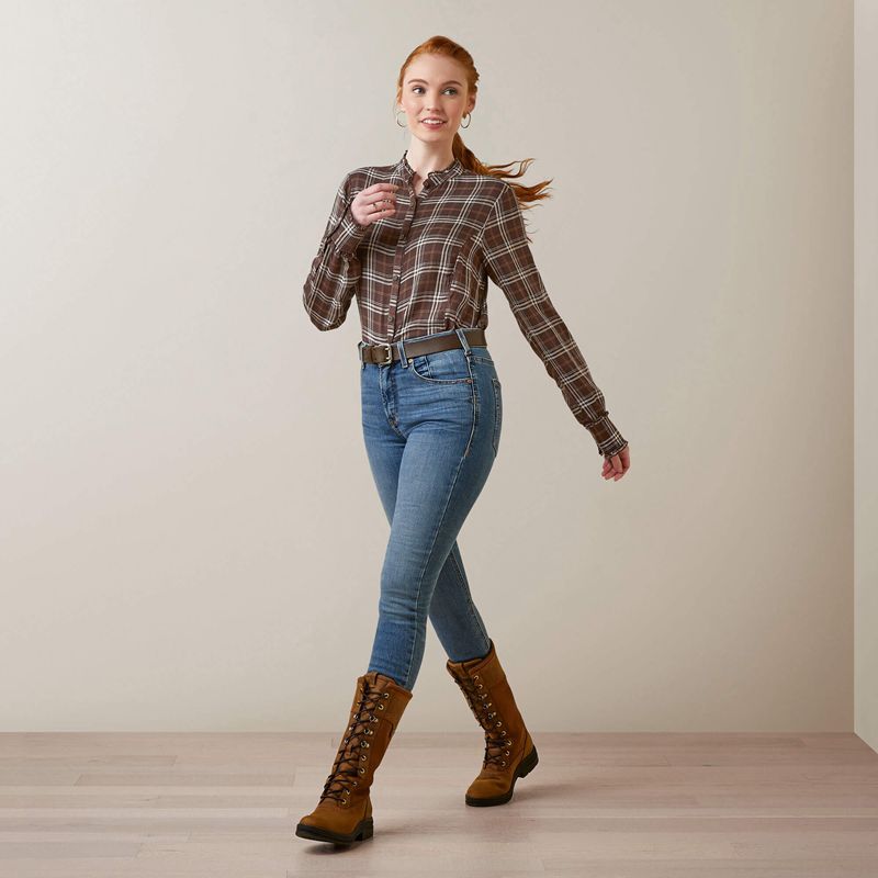 Ariat Clarion Blouse Mole Plaid Polska | VXEBLI-760