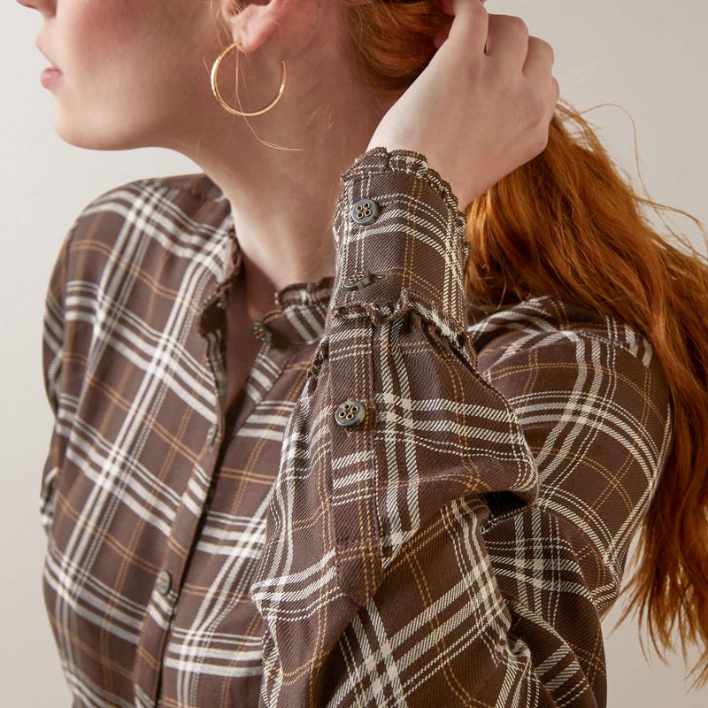 Ariat Clarion Blouse Mole Plaid Polska | VXEBLI-760