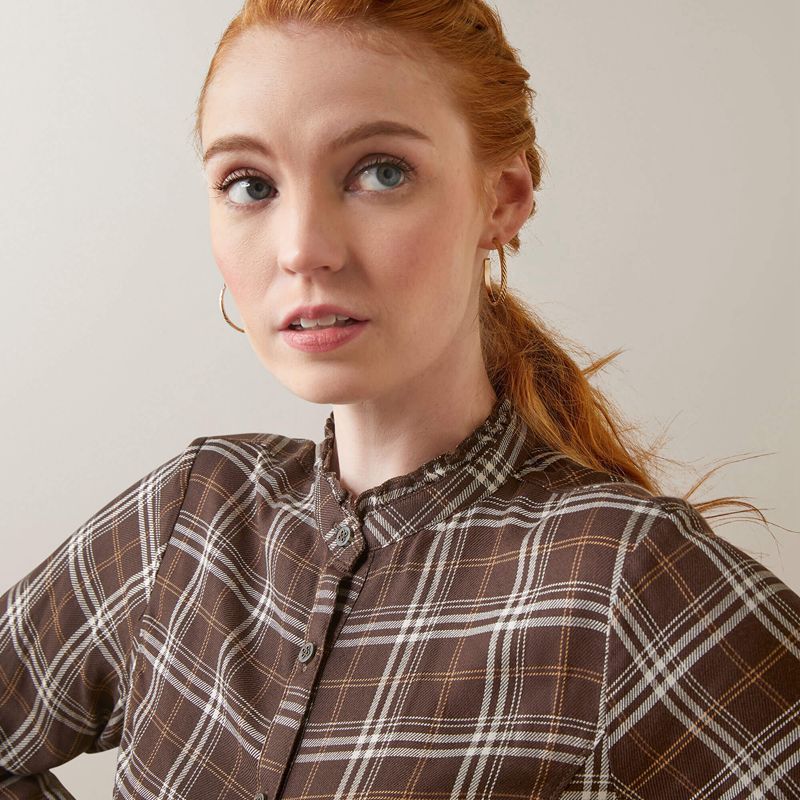 Ariat Clarion Blouse Mole Plaid Polska | VXEBLI-760