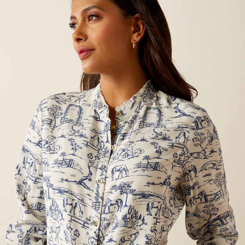 Ariat Clarion Blouse Toile Scene Print Polska | BKWJCX-106