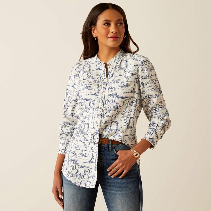 Ariat Clarion Blouse Toile Scene Print Polska | BKWJCX-106