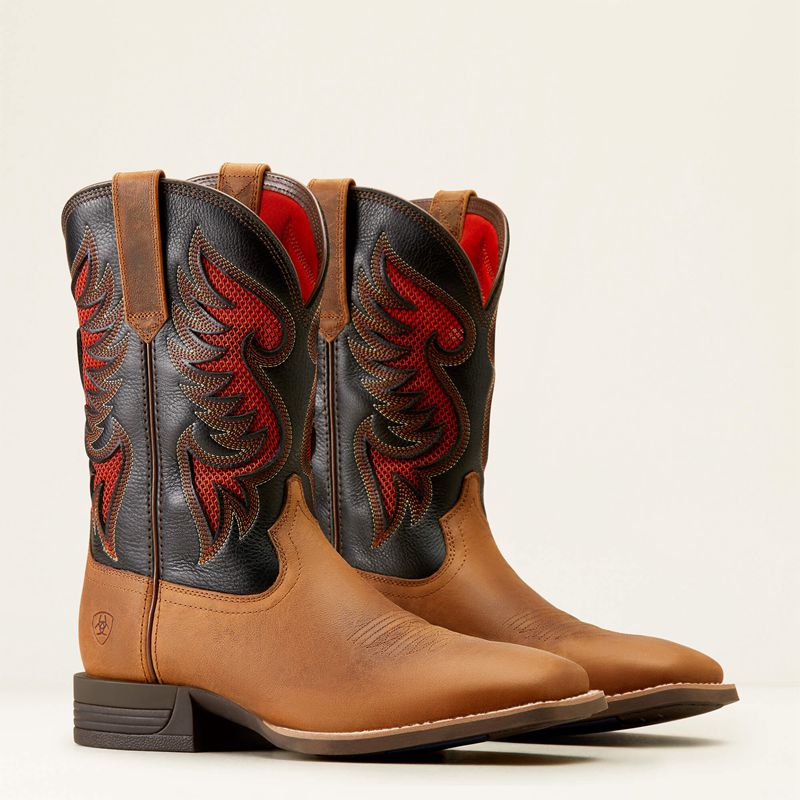 Ariat Cowpuncher Venttek Cowboy Boot Sorrel Crunch/Black Deertan Polska | SGPRZA-620