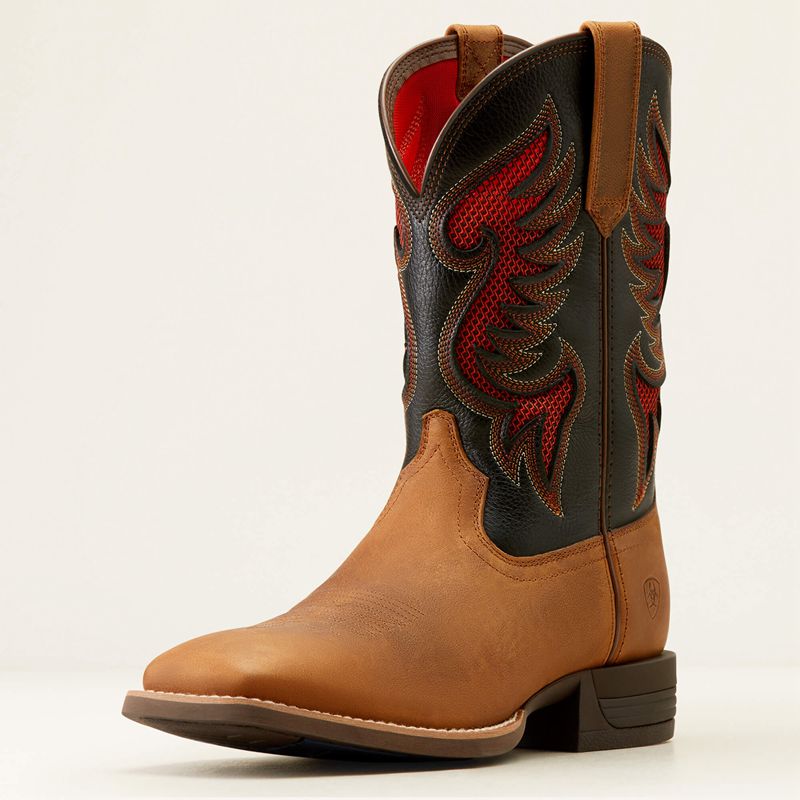 Ariat Cowpuncher Venttek Cowboy Boot Sorrel Crunch/Black Deertan Polska | SGPRZA-620