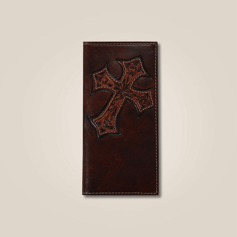 Ariat Cross Embossed Rodeo Wallet Brązowe Polska | NDWFQE-891