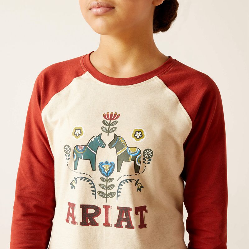 Ariat Dala Horses T-Shirt Oatmeal Heather Polska | UGXOJW-894