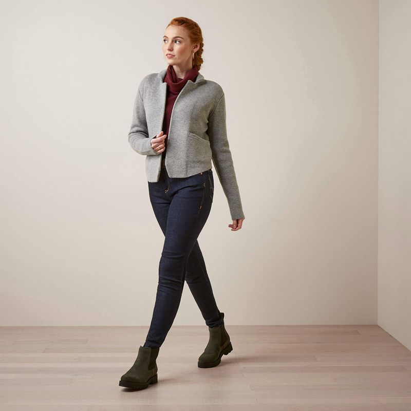 Ariat Daly Cardigan Heather Gray Polska | XOHKLG-517