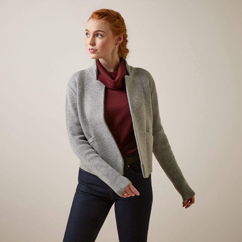 Ariat Daly Cardigan Heather Gray Polska | XOHKLG-517