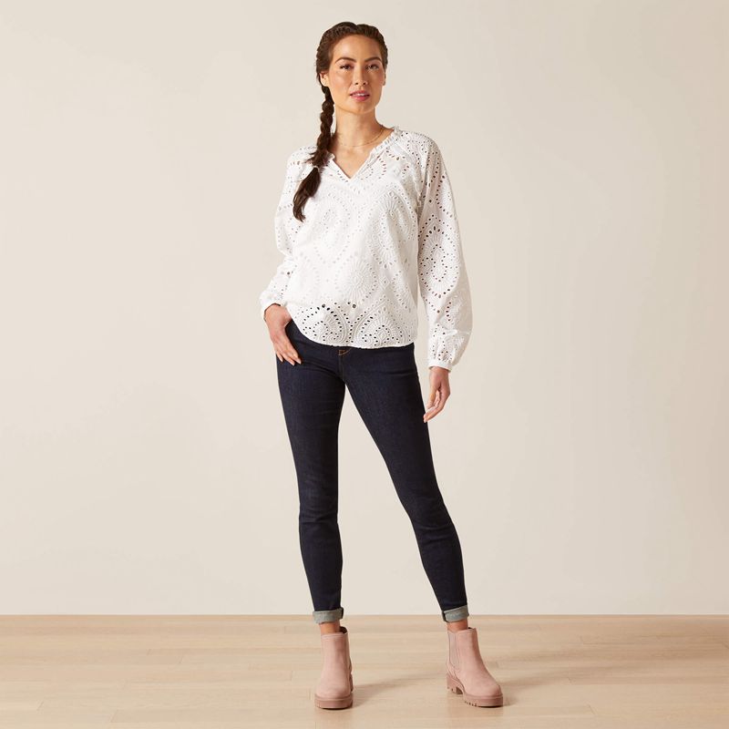 Ariat Decelea Blouse Białe Polska | ZKGYPW-805