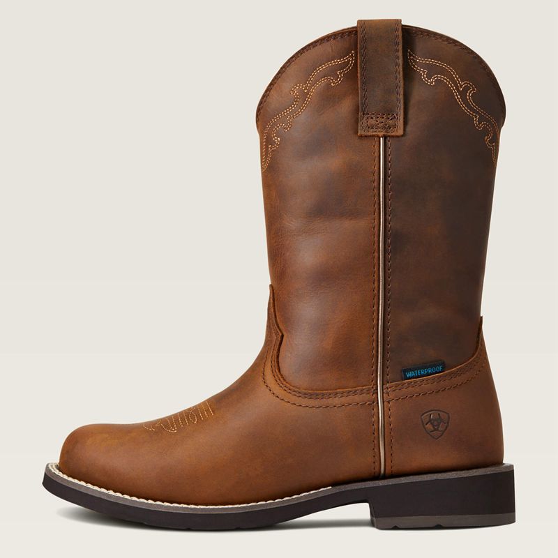 Ariat Delilah Round Toe Waterproof Western Boot Brązowe Polska | FWQTCA-127