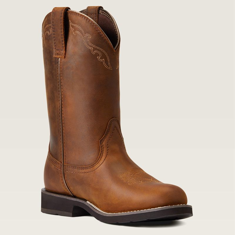 Ariat Delilah Round Toe Waterproof Western Boot Brązowe Polska | FWQTCA-127