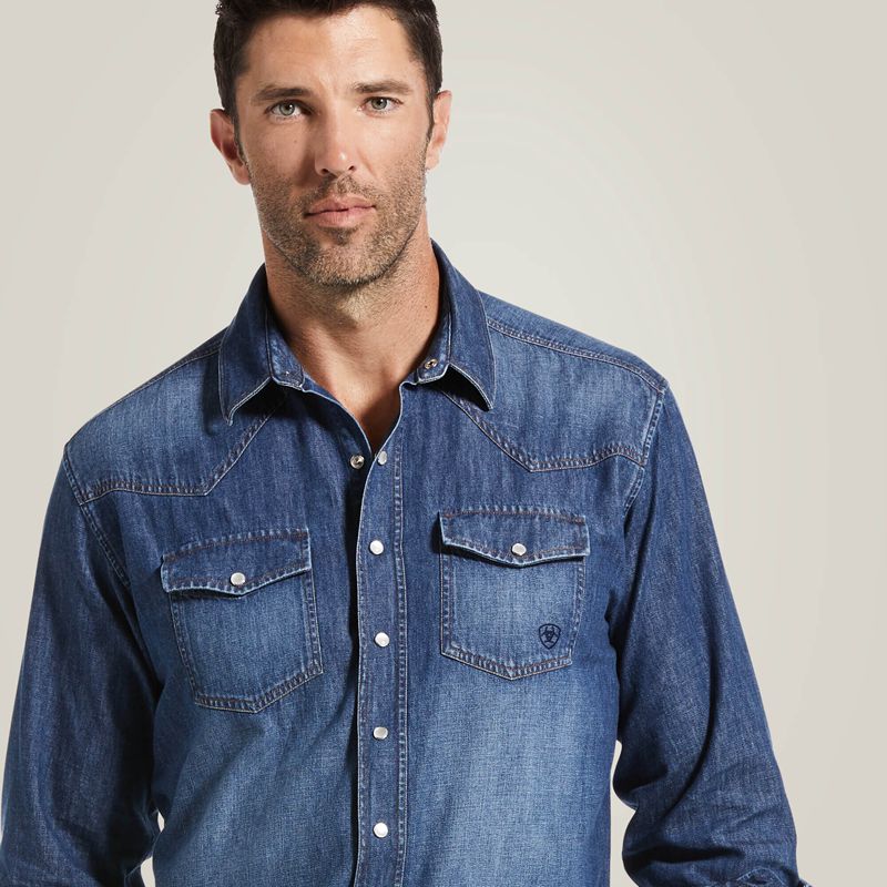 Ariat Denim Retro Fit Shirt Stone Polska | XQOLUC-120